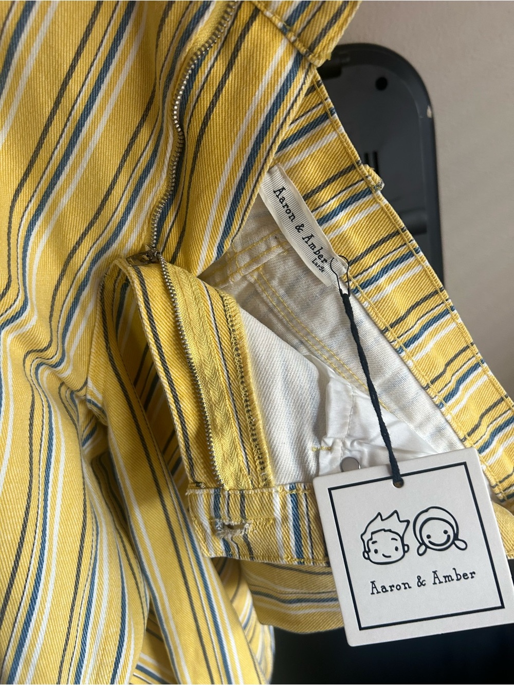 Striped Yellow Ankle Jeans - Women - Picture 3 of 4